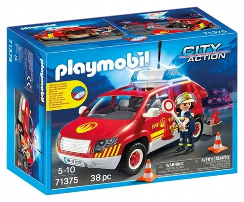 Playmobil Brandmeisterfahrzeug 71375 - Playmobil City Action, Feuerwehrfahrzeug mit beweglichen Teilen und realistischen Funktionen für kreatives Spielen und spannende Abenteuer.