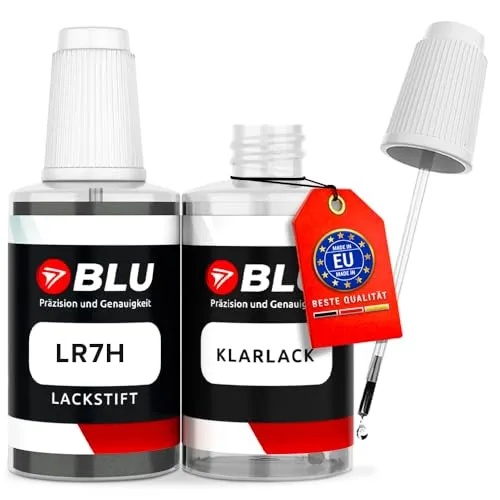 BLU Auto Lackstift LR7H Grau Indium Grey Metalic kompatibel für Audi VW | Auto Lack Set inkl. Klarlack | Reparatur Ausbesserungslack