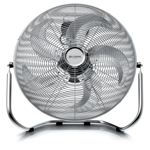 Brandson Windmaschine Chrom Bodenventilator im Retro Stil - Ventilator im Retro Design mit 120W Leistung und hohem Luftdurchsatz (12562 m³/h), ideal zum Trocknen oder Belüften. Stufenlos neigbar und GS-geprüft für mehr Sicherheit.