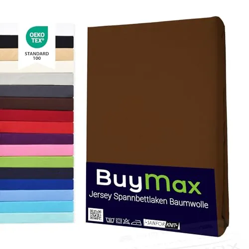 Buymax Spannbettlaken 90x200cm Doppelpack aus 100% Baumwolle - 2er-Set Spannbettlaken in Schokobraun, geeignet für Matratzen bis 25 cm Höhe. Faltenfreier Sitz durch Rundumgummi, pflegeleicht und atmungsaktiv. Ideal für einen erholsamen Schlaf!