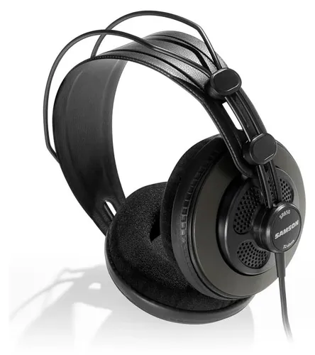 Samson SR850 Studio Kopfhörer - Kopfhörer für professionelle Aufnahmen mit halboffenem Design, großem 50mm Treiber und bequemen Ohrpolstern für höchsten Tragekomfort.