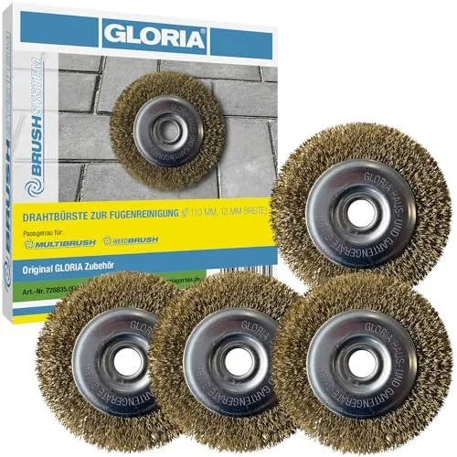 Gloria Stahldraht-Fugenbürste 4er Set | Hochwertige Ersatzbürsten für MultiBrush und WeedBrush - Fugenbürsten für präzise Unkrautentfernung aus hochwertigem Stahldraht, langlebig und 100% kompatibel mit GLORIA Geräten – ideal für Garten und Terrasse.