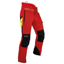 Pfanner® Forst- und Schnittschutzhose VENTILATION Klasse 1, rot, 3XL - kurz - Die Pfanner® VENTILATION Schnittschutzhose in rot bietet hohe Beweglichkeit und Atmungsaktivität dank StretchAIR®-Technologie. Robuste Gladiator®-Verstärkungen sorgen für Langlebigkeit bei Fällarbeiten.