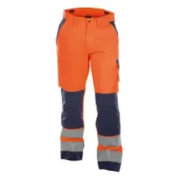 DASSY Buffalo Warn Bundhose Kniepolstert. 200431 6681 NEONORANGE/D-BLAU Gr. 42 - Hochsichtbare Warnbundhose mit praktischen Kniepolstertaschen, gefertigt aus strapazierfähigem Nylon Cordura® für optimale Langlebigkeit und Komfort bei der Arbeit.