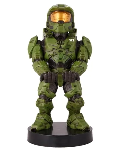 Cable Guy New Master Chief Spielfigur - Spielzeugfigur für Fans, ideal zum Halten von Controllern oder Smartphones, ab 3 Jahren geeignet, mit coolen schwarz/grünen Farben.