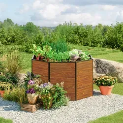GFP Hobby Hochbeet 180 x 180 x 77 cm in Holzoptik - Hochbeet in Holzoptik (180 x 180 x 77 cm) von GFP: Ideal für rückenschonenden Gemüseanbau! Robuste Aluminium-Konstruktion, wartungsfrei und einfach im Aufbau. Genießen Sie Ihre kreative Freiheit beim Pflanzen!