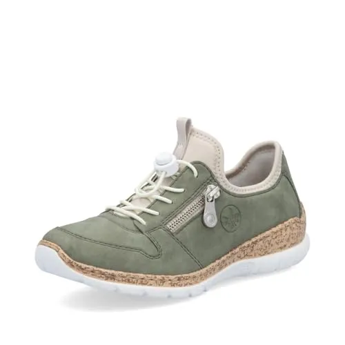 Rieker Damen Low-Top Sneaker N42G0 - Bequeme Freizeitschuhe - Damen-Sneaker aus Kunstleder mit textiler Innenausstattung, ideal für den Alltag. Der 3.7 cm Keilabsatz sorgt für zusätzlichen Komfort und Stil.