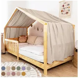 lilimaus Hausbett Himmel - Betthimmel aus 100% Baumwolle Musselin - Bettdecken - Weicher Musselin Stoff sorgt für eine gemütliche Kuschelecke im Kinderzimmer, ideal für Mädchen und Jungen.