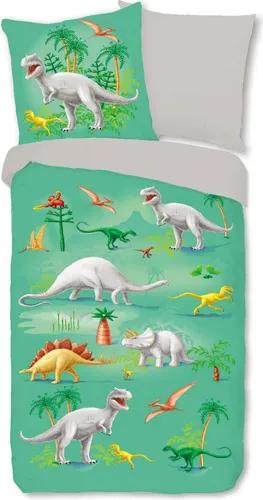 ESPiCO Kinderbettwäsche Dino Grün, 2-teilig - Bettwäsche-Set für Dino-Fans: 100% Baumwolle, atmungsaktiv und temperaturausgleichend für besten Schlafkomfort. Ideal für alle Jahreszeiten.