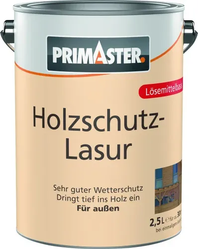 Primaster Holzschutz-Lasur 2,5 L ebenholz - Holzschutz & -lasuren, schützt effektiv vor Witterungseinflüssen und verleiht Ihrem Holz einen eleganten, tiefen Farbton.