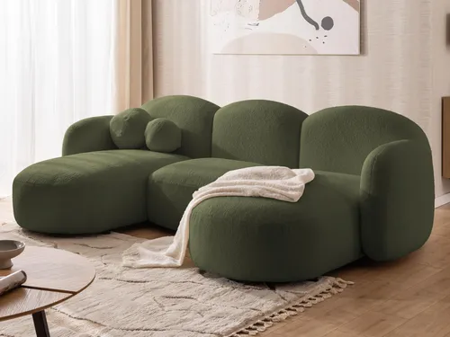 S-Style Möbel Wohnlandschaft Nuvola aus Bouclé - Moderne U-Form Wohnlandschaft für bis zu 5 Personen, gefertigt aus FSC®-zertifiziertem Holz, mit hochwertigem Bouclé-Stoff und außergewöhnlichem Sitzkomfort durch Wellenfederung.