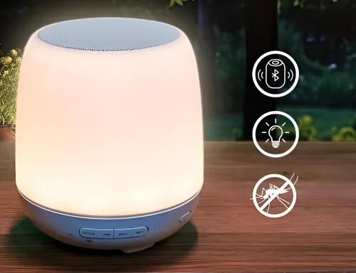 Terris BTL 692 BT Lautsprecher mit Licht und Insektenabwehr - Der Terris BTL 692 ist ein vielseitiger Bluetooth Lautsprecher mit integriertem Licht und einem effektiven Insektenabwehrsystem. Ideal für Gartenpartys oder Camping, sorgt er für stimmungsvolle Atmosphäre und ungestörtes Musikhören.