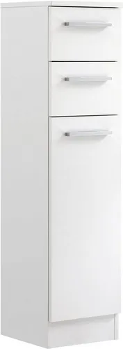 Unterschrank SAPHIR "Quickset 335" - 30 cm Badschrank mit Wäschekippe und Schubladen - Waschbeckenunterschrank in glänzendem Weiß mit 1 Wäschekippe und 2 Schubladen, ideal für kleinen Platz im Badezimmer.