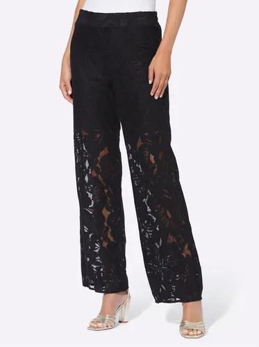 heine Jerseyhose Palazzohose - Elegante schwarze Hose - Hosen in weitem Schnitt, Länge ca. 77 cm, mit elastischen Einsätzen für optimalen Tragekomfort und einen modischen Look.