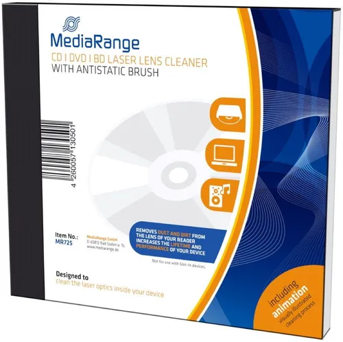 MediaRange Lens Cleaner für CD/DVD Player - Zubehör für Medien, entfernt Staub und Schmutz für eine optimale Wiedergabequalität und verlängert die Lebensdauer Ihres CD/DVD Players.