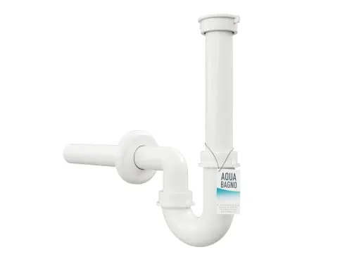 Aqua Bagno Siphon - Röhrengeruchsverschluss - Sifon für waschbecken - Kunststoff weiss - 1 1/4 Zoll - dn 32mm - flexibel einstellbar