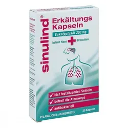 Sinulind Erkältungskapseln - Pflanzliches Arzneimittel zur Linderung von Erkältungsbeschwerden mit zähflüssigem Schleim, enthält 200 mg Eukalyptusöl für eine bessere Atmung.