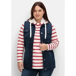 Sheego Jeansweste in Blau - Große Größen, taillierte Form 50 - Funktionsjacken in längerer, taillierter Form für eine figurumschmeichelnde Passform, ideal für lässige Outfits.