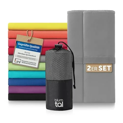 Blumtal Mikrofaser Handtuch leicht & extra saugstark - schnelltrocknende Microfaser Handtücher - optimal als Fitness Handtuch/Strandtuch Mikrofaser/Gym Towel - Reisehandtuch kompakt - Grau