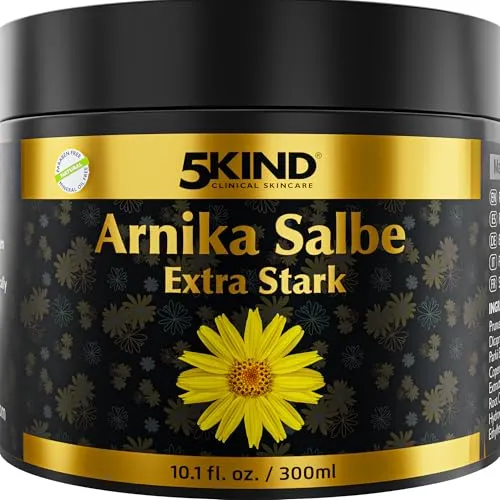 5kind Arnika Salbe Hochkonzentriert 300ml - Extra Stark Arnika Creme - Schnell Wirkende Salbe Hochdosiert - Intensive Creme mit Montana Extract - Arnika Gel für Muskeln und Gelenke