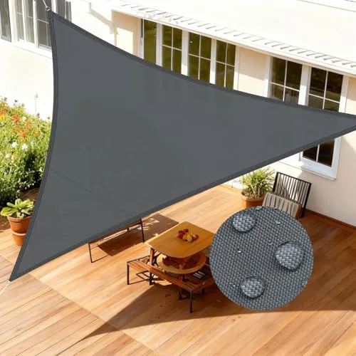 LOVE STORY Sonnensegel Dreieckig 5x5x5m Wasserdicht Segeltuch Sonnenschutz Windschutz PES mit 95% UV-Schutz für Balkon, Garten, Terrasse (Anthrazit)