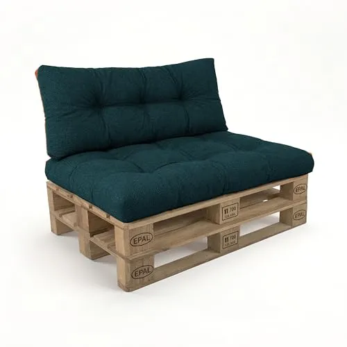 POKAR Palettenkissen Palletenauflagen Palettenpolster Palettensofa Palettenmöbel 2er Set: 1x Sitzkissen 120x80 + 1x Rückenlehne 120x40, Dunkelgrün