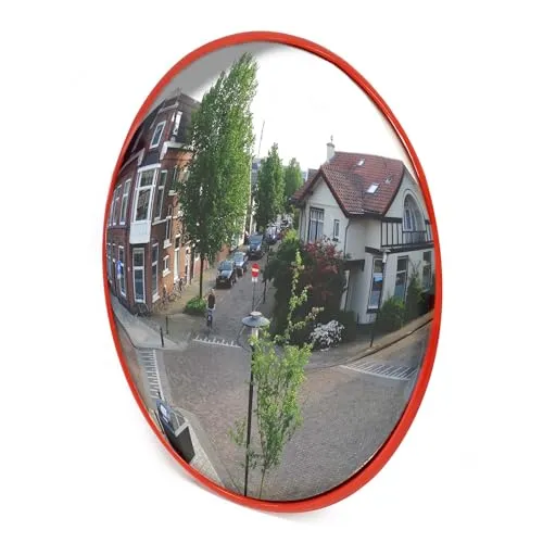 Wiltec Verkehrsspiegel 60 cm – Konvex Sicherheitsspiegel mit großem Sichtfeld - Sicherheitsspiegel für Außen- und Innenbereiche, bietet ein Sichtfeld von 130-160° und erhöht die Sicherheit an unübersichtlichen Stellen durch Minimierung von toten Winkeln.