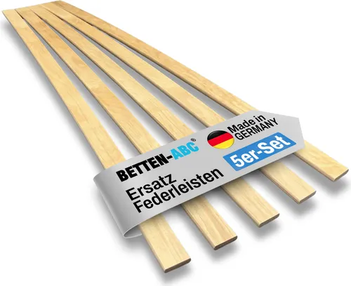Ersatz Federholzleisten 5er Set aus Schichtholz - Lattenroste Upgrade für deinen Schlafkomfort! Unsere langlebigen Ersatzleisten aus Schichtholz maximieren die Lebensdauer deines Bettes und bieten idealen Komfort. Passend für viele gängige Lattenroste.