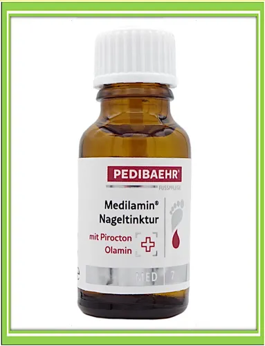 Pedibaehr Medilamin Nageltinktur 15ml - Für die Nagelpflege: Antimikrobielle Lösung zur Unterstützung der Fußpflege, ideal für geschädigte Nägel.