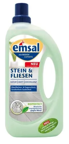 Emsal Bodenpflege Bioprotect Konzentrat 1L - Haushaltsreinigungsmittel für Stein und Fliesen, schützt zuverlässig vor Schmutz- und Wasserflecken mit bionischer Imprägnierung. Ideal für eine streifenfreie Sauberkeit im Innenbereich.