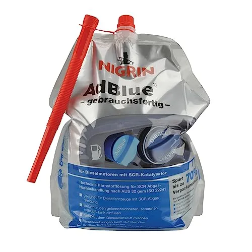 NIGRIN AdBlue Standbeutel 5L für Dieselmotoren - Praktischer 5L Standbeutel für AdBlue, ideal für Dieselmotoren. Einfaches Ausgießen und sichere Handhabung für eine zuverlässige Nutzung.