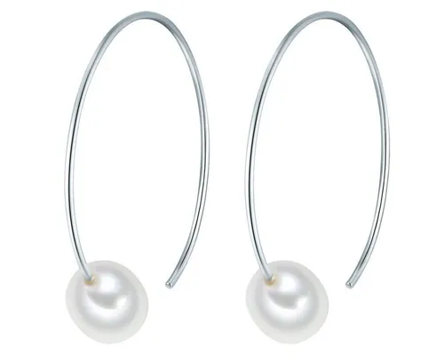 Valero Pearls Perlenohrringe silber mit Süßwasser-Zuchtperlen - Elegante Perlenohrringe aus 925er Sterlingsilber mit tropfenförmigen Süßwasser-Zuchtperlen. Modernes Creolen-Design, ideal für stilbewusste Damen.