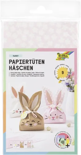 folia Papiertüten-Set "Häschen SWEET" farbig sortiert Set für 9 Häschen-Tüten