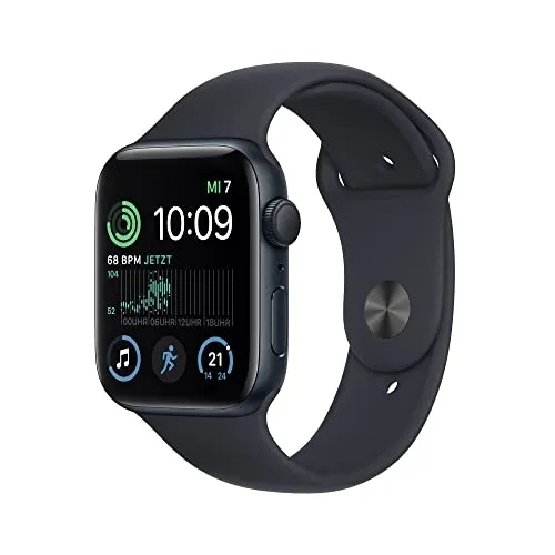 Apple Watch SE 44 mm Smartwatch Schwarz - Smartwatch mit GPS, 18 Stunden Akkulaufzeit und Retina LTPO OLED-Display für ein brillantes Nutzererlebnis.