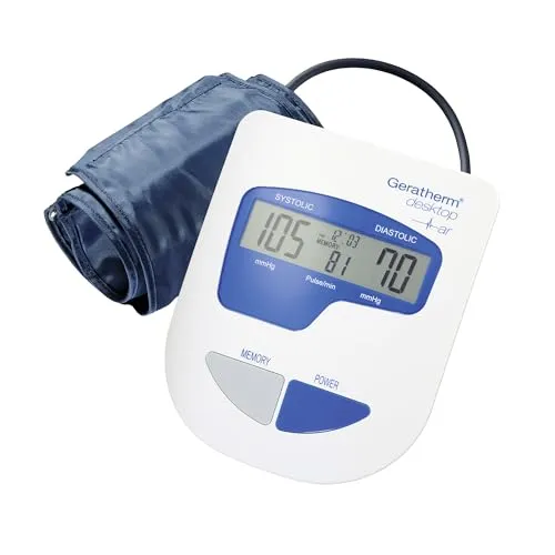 GERATHERM Desktop - Digitales Oberarm-Blutdruckmessgerät mit Arrhythmie-Erkennung - Digitale Oberarm-Blutdruckmessgeräte mit hohem Komfort: Einfache Bedienung, großes LCD-Display und Arrhythmie-Erkennung für präzise Messungen und optimale Gesundheit.