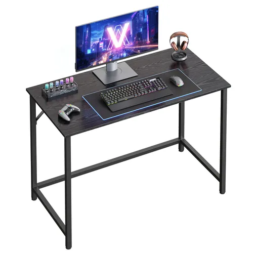 VASAGLE Schreibtisch - Kompakter Computertisch in Schwarz - Computermöbel mit stabiler Stahlkonstruktion, ideal für Home-Office und kleine Räume. Robuste Tischplatte und verstellbare Füße sorgen für einen zuverlässigen Arbeitsplatz ohne Wackeln.