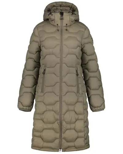 ICEPEAK Damen Mantel BANDIS - Wasserabweisend und nachhaltig - Funktionsjacke mit Daunenoptik, verstellbarer Kapuze und zwei Reißverschlusstaschen. Hergestellt aus 100% recycelten Materialien, bietet exzellente Wärmeisolierung und winddichten Schutz.