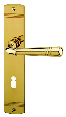 Alpertec 32700013 Sale-LS Messing poliert - Hochwertige Drückergarnitur für Zimmertüren - Türsicherungen mit stabiler Metallkonstruktion und eleganter Hochglanz-Optik, ideal für langlebige und stilvolle Türbeschläge.