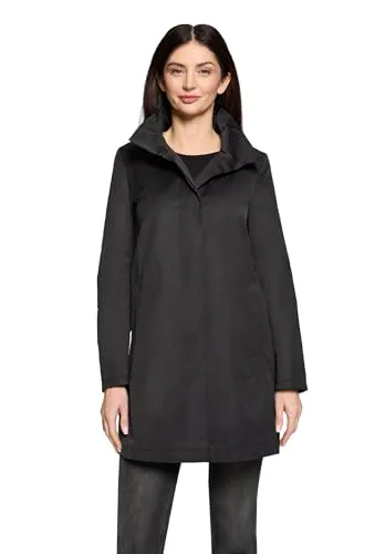 Gil Bret Damen Ella Jacke in Jet Black, Größe 42 - Feminine Sommerjacke in A-Linienform für Business und Alltag. Eleganter Stehkragen und verdeckter Verschluss mit dekorativen Knöpfen sorgen für einen stilvollen Look. Ideal für Übergangszeiten mit praktischen Taschen.