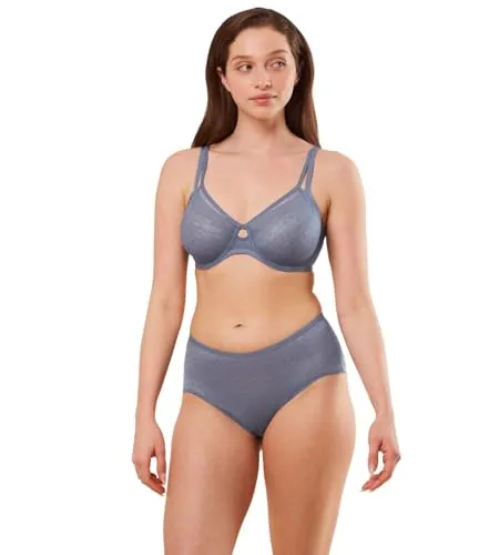 Triumph Bügel-BH "Triumph Signature Sheer" in Dunkelblau - 75C - Funktionsunterwäsche mit verstellbaren Trägern und wattierten Cups für optimalen Halt, verziert mit edler Spitze für einen eleganten Look.