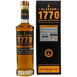 Glasgow Distillery Single Cask 2015/2022 - 1770 - Exklusiver Single Malt Whisky aus der Lowland Brennerei mit Aromen von Erdbeeren, dunkler Schokolade und Toffee. Ungefiltert und ungefärbt, ideal für Whisky-Liebhaber.