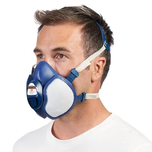 3M Atemschutzmaske 4255+ mit Filtern - Wiederverwendbare Atemschutzmaske für Farbspritz-Lackierarbeiten, bietet A2P3-Schutz gegen organische Dämpfe und hat ein angenehmes Tragegefühl dank weichem Material und Ausatemventil.