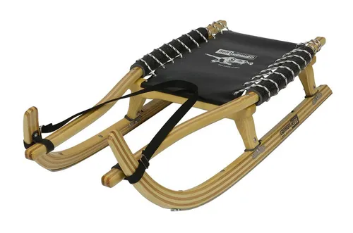 German Luge Rodel GL-Rodel-115XL in Naturbeige - Robuster Rodelschlitten aus Eschenholz und Rennstahl, extra stabil und leicht lenkbar, ideal für unvergessliche Winterabenteuer.