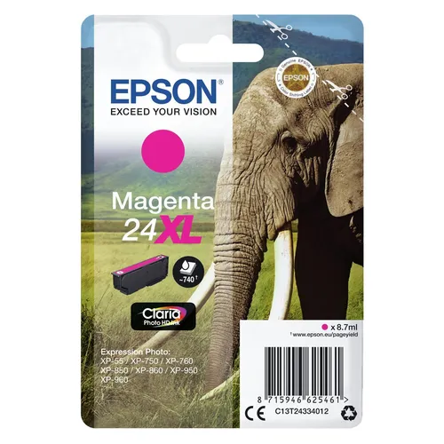 Epson 2666448 C13T24334022 Magenta Tintenpatrone XL - Druckerpatronen für hochwertige Ausdrucke mit bis zu 740 Seiten, kompatibel mit Expression Photo XP-750 und XP-850, ideal für Fotodrucke.