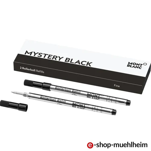 2x Montblanc Rollerball/Tintenroller Mine F Mystery Black/Schwarz Refill/Ersatz