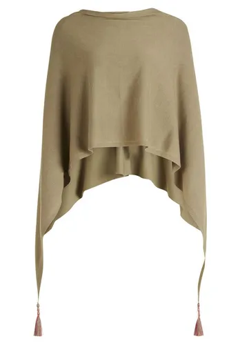 BETTY BARCLAY Strick-Poncho mit Fransen - Casual Strickjacke in Soft Olive mit charmanten Quasten für einen lässigen Look und angenehmen Tragekomfort. Ideal für entspannte Freizeitoutfits.