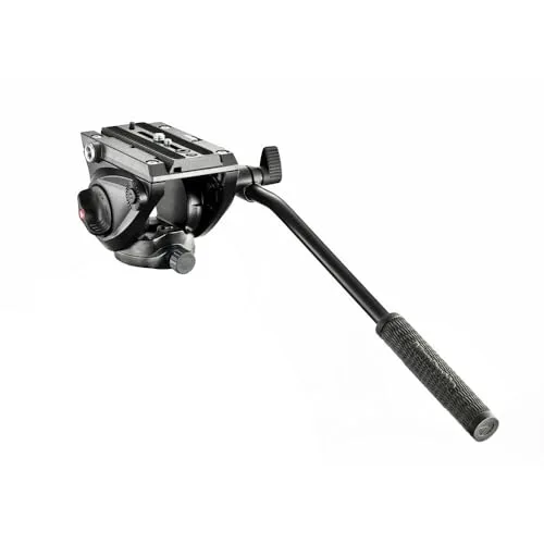 Manfrotto MVH500AH Kompakt Fluid Videoneiger (Inkl. Flacher Basis (1/4 Zoll) und (3/8 Zoll) Gewinde) schwarz