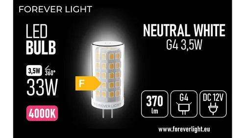 Żarówka LED G4 3.5W 370lm 4000K 12V klasa F Forever Light TELFORCE 5907504519708