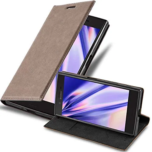 Cadorabo Hülle kompatibel mit Sony Xperia X COMPACT aus Premium Kunst Leder Flip Klappbare Stoßfeste Magnetische [Standfunktion] [Kartenfächern] Cover Hülle für Sony Xperia X COMPACT Tasche in Braun