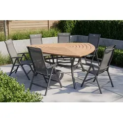 HARTMAN Alice Garten-Essgruppe, xerix/natur, Alu/Teak, 6 Hochlehner, 170x170cm